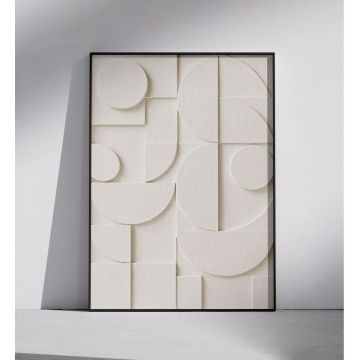 Plakat kremowy 3D geometria bauhaus