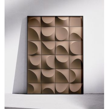 Plakat brązowy 3D geometria bauhaus