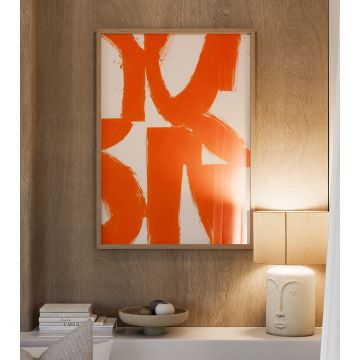 Plakat pomarańczowy geometria bauhaus vintage retro