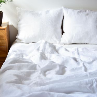 Lniana poszewka na poduszkę - śnieżna biel