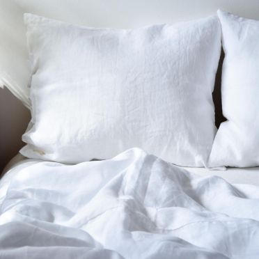 Lniana poszewka na poduszkę - śnieżna biel