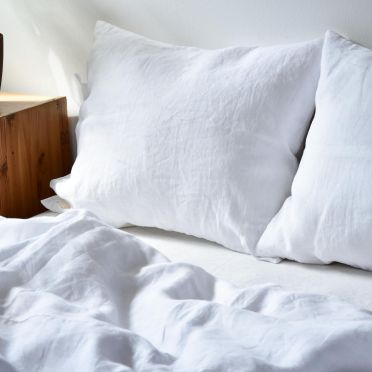 Lniana poszewka na poduszkę - śnieżna biel