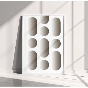 Geometryczny Plakat Bauhaus – Biało-złote Dekoracje Ścienne do Hoteli i Restauracji