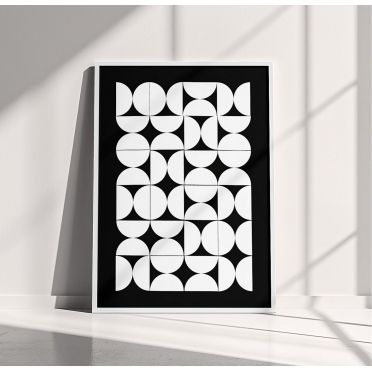 Nowoczesny Plakat Bauhaus – Geometryczne Formy na Czarnym Tle