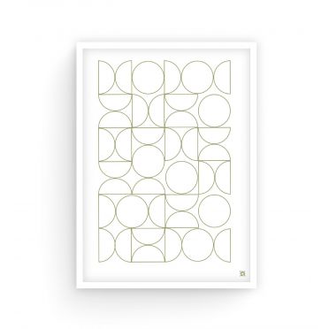 Subtelny Plakat Bauhaus – Złote Obramowania i Geometryczne Formy dla Luksusowych Wnętrz