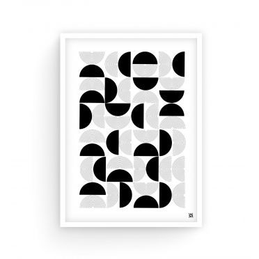 Geometryczny Plakat Bauhaus – Czarne Koła i Linie w Minimalistycznym Stylu