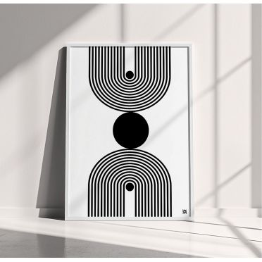 Plakat w Stylu Bauhaus – Minimalistyczna Kompozycja z Geometrycznymi Formami