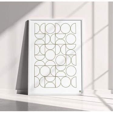 Subtelny Plakat Bauhaus – Złote Obramowania i Geometryczne Formy dla Luksusowych Wnętrz