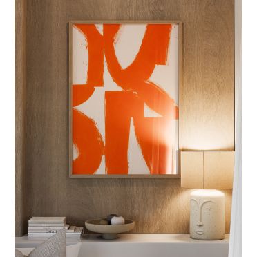 Plakat pomarańczowy geometria bauhaus vintage retro